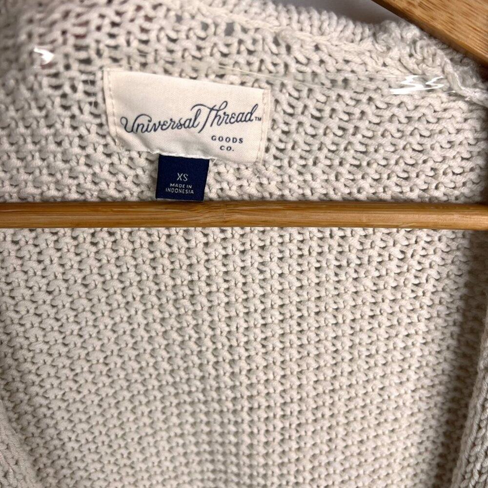 Universal Thread Cream Chunky Knit Open Front Ruffle Cardigan XS - Picture 11 of 11